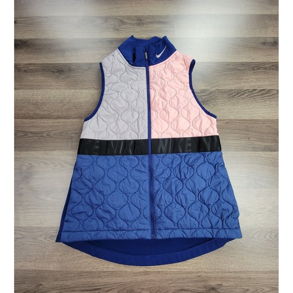 Nike Jackets & Blazers - Nike Running Vest Small Color Block Mock Neck Full Zip Aero Layer Quilted Womens